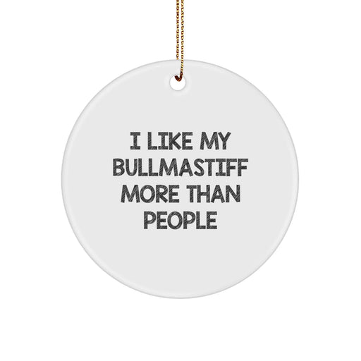 Bullmastiff Dog Lovers Unite! Funny Circle Ornament Gifts from Friends for Christmas - Image 1