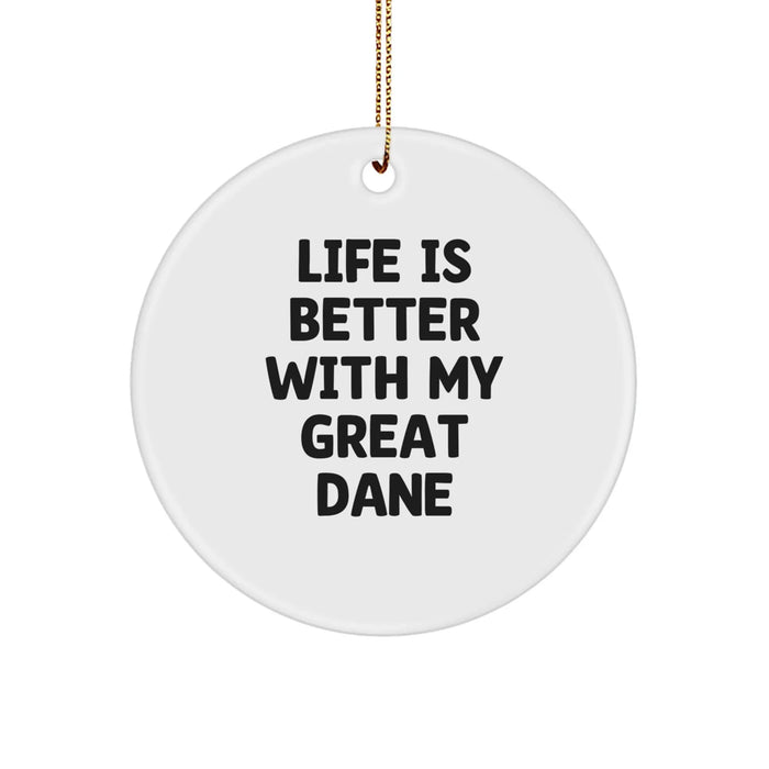 Funny Great Dane Dog Circle Ornaments for Christmas Unique Gifts from Friends, Great Dane Dog Lover Men Women Family - Image 1