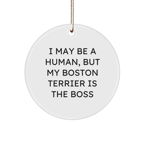 Boston Terrier Dog Lover Christmas Circle Ornament Gifts from Family Friends, Boston Terrier Dog Gifts for Men Women - Image 1