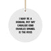 Funny Cavalier King Charles Spaniel Dog Gifts for Men, Women, Friends, Family - I May Be A Human, But My Cavalier King Charles Spaniel Is The Boss Christmas Unique Circle Ornament, White - Image 1