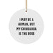 Funny Chihuahua Dog Gifts from Family for Christmas Unique Circle Ornament - I May Be A Human, But My Chihuahua Is The Boss - Image 1