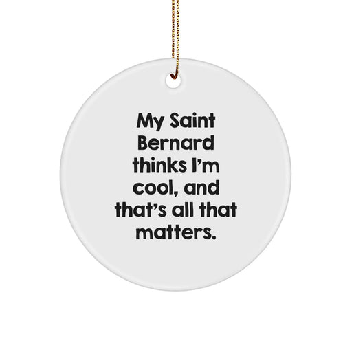 Funny Saint Bernard Dog Gifts from Family for Friends - Christmas Unique Circle Ornament - Image 1