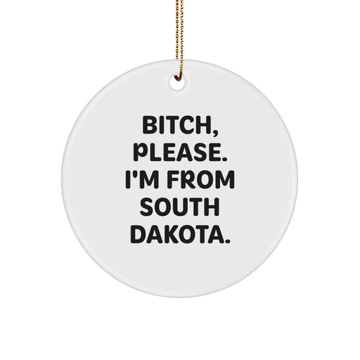 Funny South Dakota Circle Ornament, B-tch Please I'm From South Dakota, Gifts from Friends to Family, Unique Christmas Unique Gifts - Image 1