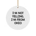 Funny Ohio Gifts for Men from Ohio - I'm Not Yelling, I'm From Ohio - Unique Circle Ornament for Ohio Christmas Decorations - Image 1