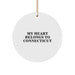 Connecticut Circle Ornament, 'My Heart Belongs To Connecticut' Inspirational Quote, Christmas Unique Gifts for Women, Friends, Family from Connecticut Lovers - Image 1