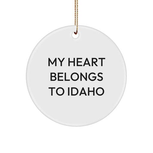 Funny Idaho Gifts - My Heart Belongs To Idaho Circle Ornament, Unique Christmas Unique Gifts from Friends, Family for Idaho Lovers - Image 1