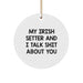 Irish Setter Dog Lover's Funny Christmas Unique Gift, Circle Ornament for Friends, Family, or Coworkers 'My Irish Setter And I Talk Shit About You' - Image 1