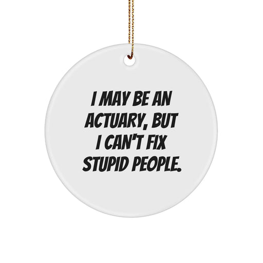 Funny Actuary Gifts for Him from Friends, Actuary Christmas Unique Ornaments, 'I May Be An Actuary, But I Can't Fix Stupid People.' - Image 1
