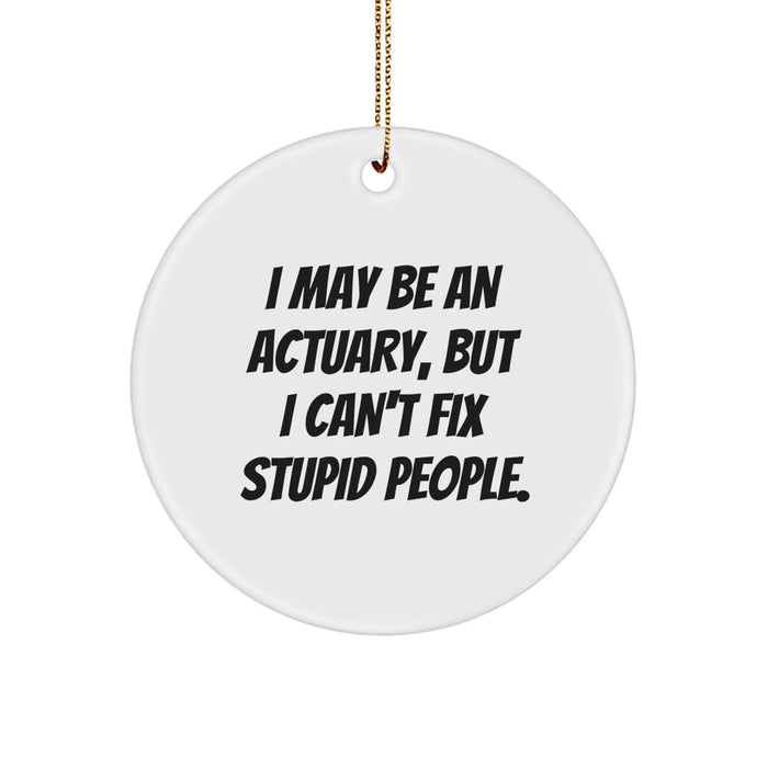 Funny Actuary Gifts for Him from Friends, Actuary Christmas Unique Ornaments, 'I May Be An Actuary, But I Can't Fix Stupid People.' - Image 1