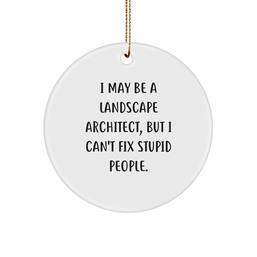 Funny Landscape Architect Gifts for Men, Unique Circle Ornament 'I May Be A Landscape Architect But I Cant Fix Stupid People' Christmas Decorations - Image 1