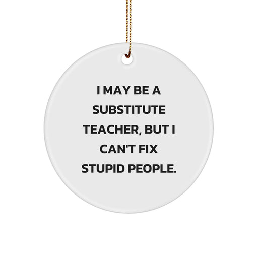 Funny Substitute Teacher Gifts from Friends, Christmas Unique Circle Ornaments for Substitute Teachers 'I May Be A Substitute Teacher, But...' - Image 1
