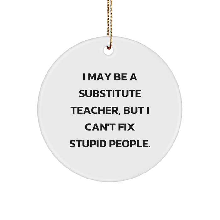 Funny Substitute Teacher Gifts from Friends, Christmas Unique Circle Ornaments for Substitute Teachers 'I May Be A Substitute Teacher, But...' - Image 1