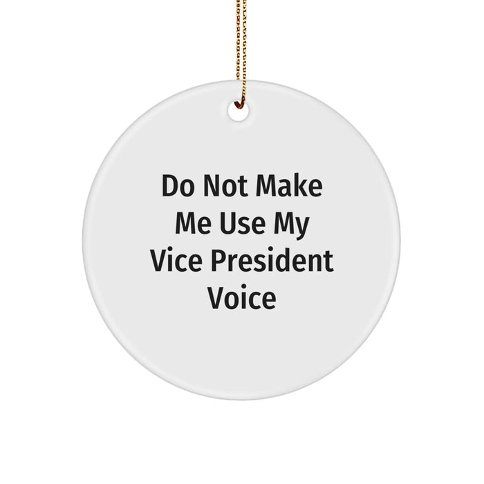 Funny Vice President Gifts, 'Do Not Make Me Use My Vice President Voice' Circle Ornament, Christmas Unique Ornaments for Vice President Fans, Gifts from Friends and Family - Image 1