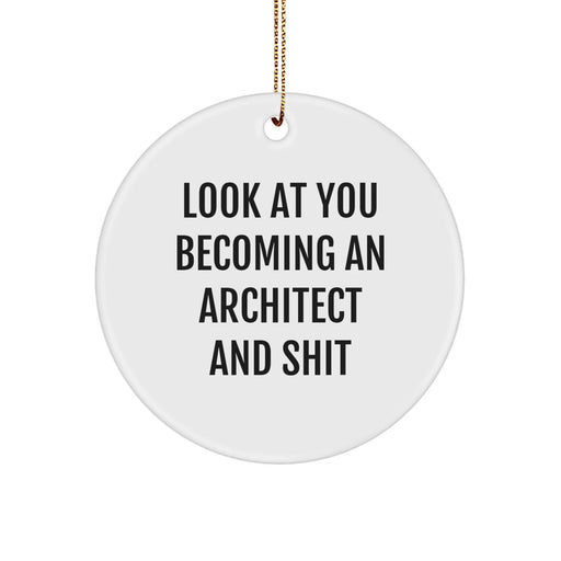 Funny Architect Gifts from Friends for Men and Women - Look At You Becoming An Architect And Shit Christmas Unique Circle Ornament - Image 1