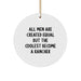 Rancher Gifts for Men - Funny Quote Circle Ornament, 'All Men Are Created Equal But The Coolest Become A Rancher', Christmas Unique Gifts from Friends or Family - Image 1