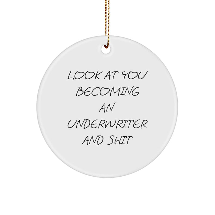 Gifts for Underwriter Friends, Funny Circle Ornament, Christmas Unique Decorations, Underwriter Underwriter Gift from Friends - Image 1