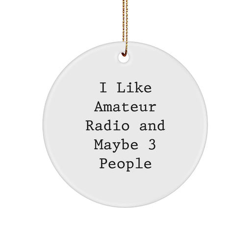 Amateur Radio Enthusiast Gifts from Friends and Family - 'I Like Amateur Radio And Maybe 3 People' Christmas Unique Circle Ornament - Image 1