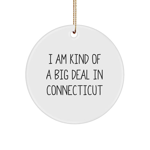 Connecticut Circle Ornament, Funny Quote, 'I Am Kind Of A Prime Selection In Connecticut', Christmas Unique Gifts from Men to Friends - Image 1