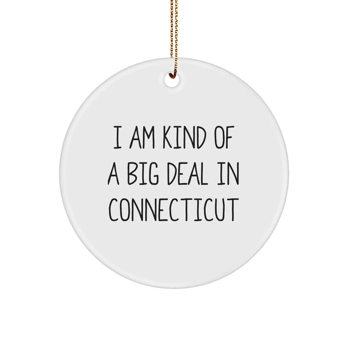 Connecticut Circle Ornament, Funny Quote, 'I Am Kind Of A Prime Selection In Connecticut', Christmas Unique Gifts from Men to Friends - Image 1