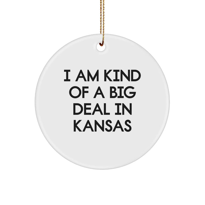Funny Kansas Circle Ornament, 'I Am Kind Of A Prime Selection' - Unique Gift for Kansas Lovers, Friends, and Family from Kansas at Christmas - Image 1