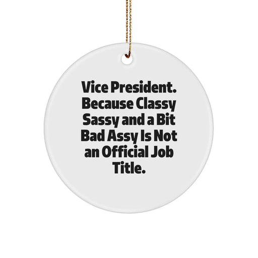 Funny Vice President Gifts, Circle Ornament with Sassy Quote, Christmas Decorations for Vice President Men or Women, Gifts from Friends or Family - Image 1