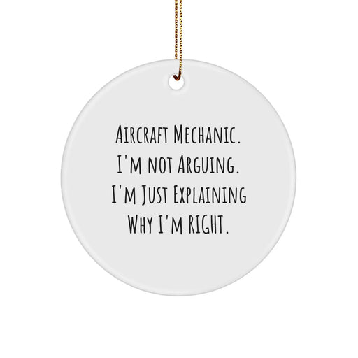 Funny Aircraft Mechanic Circle Ornament, Gifts for Men, Friends, Colleagues from Family, Unique Christmas Unique Gifts for Aviation Enthusiasts - Image 1