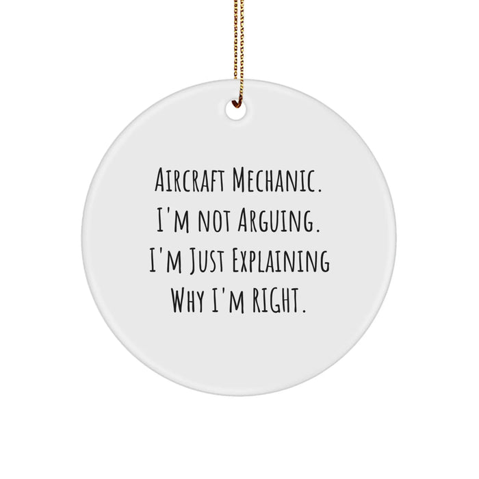 Funny Aircraft Mechanic Circle Ornament, Gifts for Men, Friends, Colleagues from Family, Unique Christmas Unique Gifts for Aviation Enthusiasts - Image 1