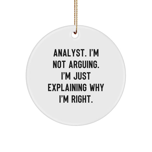 Funny Analyst Gifts from Friends - Circle Ornament, 'I'm Not Arguing, I'm Just Explaining Why I'm Right' Christmas Unique Gifts for Men, Women, Coworkers, Family - Image 1