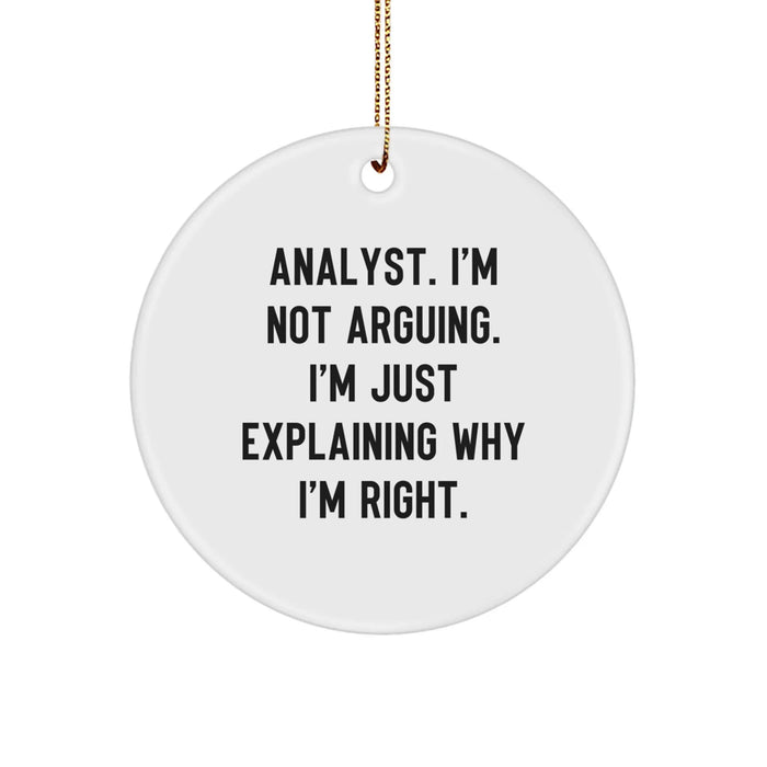 Funny Analyst Gifts from Friends - Circle Ornament, 'I'm Not Arguing, I'm Just Explaining Why I'm Right' Christmas Unique Gifts for Men, Women, Coworkers, Family - Image 1