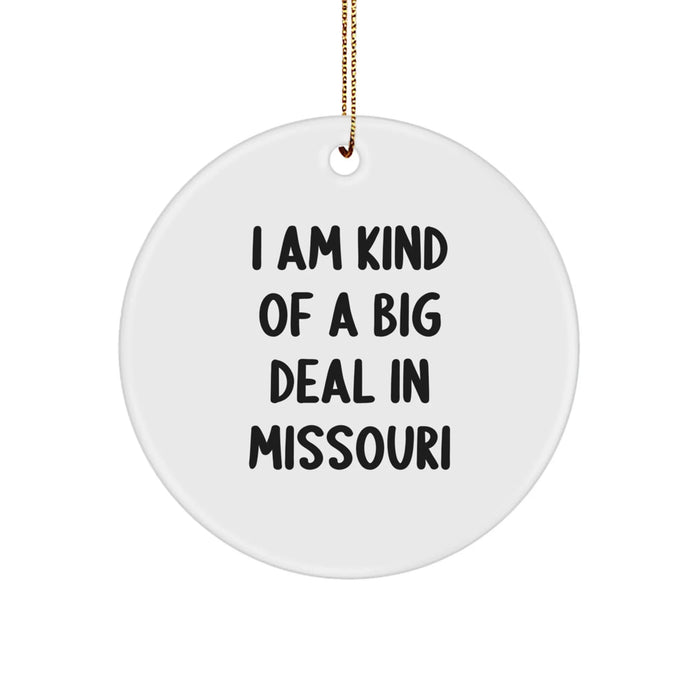 Funny Missouri Gifts for Men from Missouri, Christmas Unique Circle Ornaments with 'I Am Kind Of A Prime Selection In Missouri' Quote - Image 1