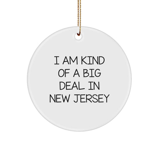 Funny New Jersey Circle Ornament Gifts from Men to Family - Gift for New Jersey Lovers - 'I Am Kind Of A Prime Selection In New Jersey' Christmas Ornament - Image 1
