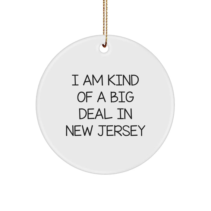 Funny New Jersey Circle Ornament Gifts from Men to Family - Gift for New Jersey Lovers - 'I Am Kind Of A Prime Selection In New Jersey' Christmas Ornament - Image 1
