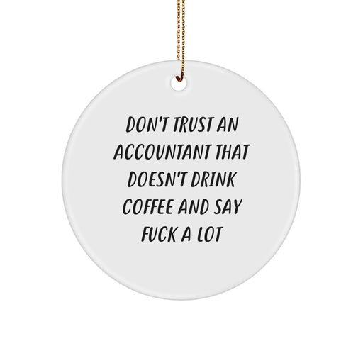 Funny Accountant Gifts, Christmas Unique Ornaments for Accountant Friends, Office Mates, 'Don't Trust An Accountant That Doesn't Drink Coffee And Say F--k A Lot' - Image 1