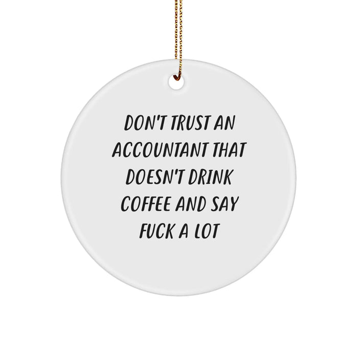 Funny Accountant Gifts, Christmas Unique Ornaments for Accountant Friends, Office Mates, 'Don't Trust An Accountant That Doesn't Drink Coffee And Say F--k A Lot' - Image 1