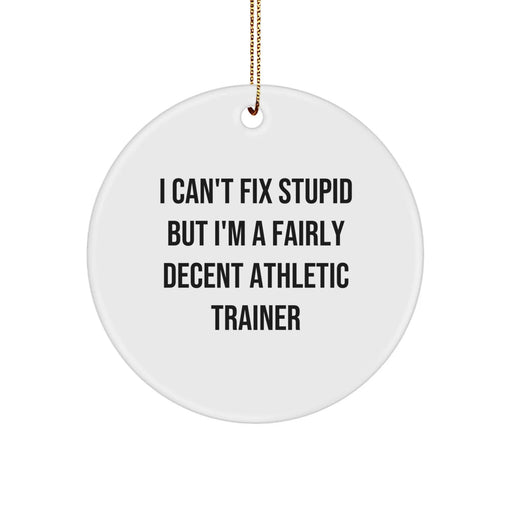Funny Athletic Trainer Gifts from Friends for Men - 'I Can't Fix Stupid' Christmas Unique Ornaments - Image 1