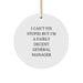 Funny General Manager Gifts from Men to Friends - I Can't Fix Stupid But I'm A Fairly Decent General Manager Christmas Unique Ornaments for General Manager - Image 1