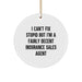 Funny Insurance Sales Agent Gifts from Friends for Christmas Unique Circle Ornament, 'I Can't Fix Stupid But I'm A Fairly Decent Insurance Sales Agent' Quote - Image 1