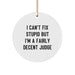 Funny Judge Gifts for Men - I Can't Fix Stupid But I'm A Decent Judge Christmas Ornament, Circle Ornament for Judge - Image 1