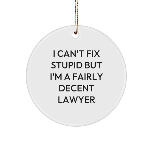 Funny Lawyer Gifts for Men, Inspirational Quote Circle Ornament, Christmas Unique Presents from Friends, Coworkers, Family - Image 1