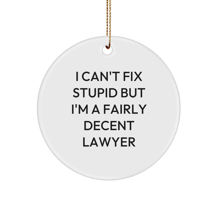 Funny Lawyer Gifts for Men, Inspirational Quote Circle Ornament, Christmas Unique Presents from Friends, Coworkers, Family - Image 1