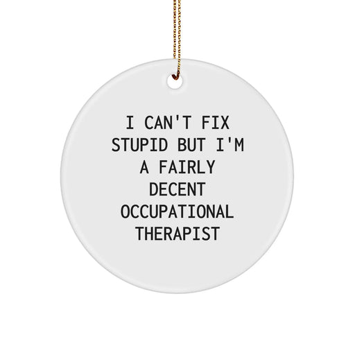 Funny Occupational Therapist Gifts for Christmas, I'm A Fairly Decent Occupational Therapist Circle Ornament, Unique Gifts from Friends, Family, Coworkers - Image 1