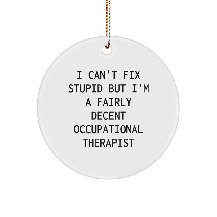 Funny Occupational Therapist Gifts for Christmas, I'm A Fairly Decent Occupational Therapist Circle Ornament, Unique Gifts from Friends, Family, Coworkers - Image 1