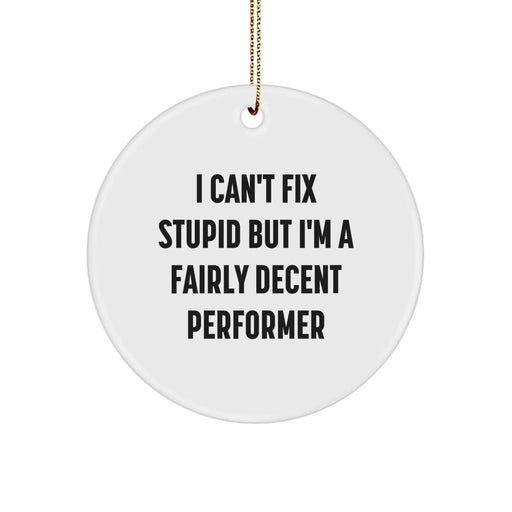 Funny Christmas Unique Gifts for Performers, Circle Ornaments with I 'm A Fairly Decent Performer, Unique Christmas Unique Gifts from Friends to Men, Women, Coworkers, Family - Image 1