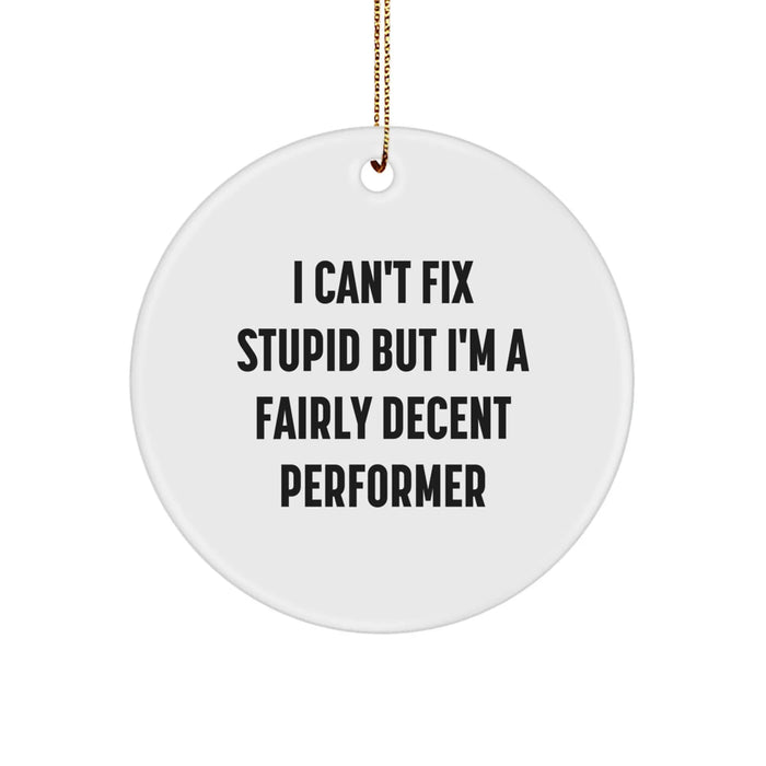 Funny Christmas Unique Gifts for Performers, Circle Ornaments with I 'm A Fairly Decent Performer, Unique Christmas Unique Gifts from Friends to Men, Women, Coworkers, Family - Image 1