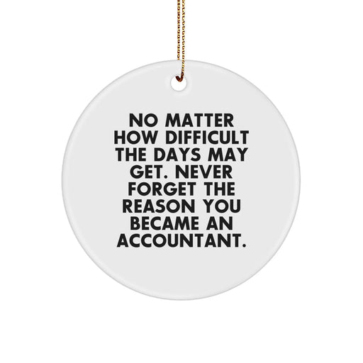 Funny Accountant Gifts from Men to Coworkers - Inspirational Circle Ornament for Christmas Unique Gifts - No Matter How Difficult, Accountant Quote Decor, Durable MDF Material, Perfect for Office - Image 1