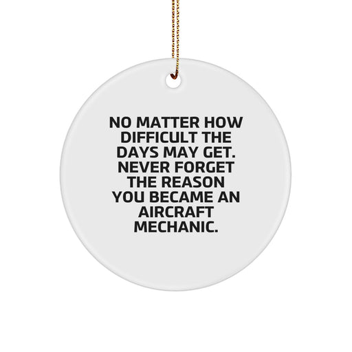 Aircraft Mechanic Inspirational Gifts from Friends, Family, or Coworkers - 'Never Forget The Reason You Became An', Circle Ornament for Christmas Unique Presents - Image 1
