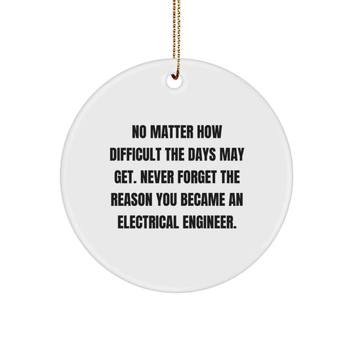 Electrical Engineer Gifts for Men, Funny Circle Ornament, 'No Matter How Difficult The Days May Get. Never Forget The Reason You Became An Electrical Engineer.' - Image 1