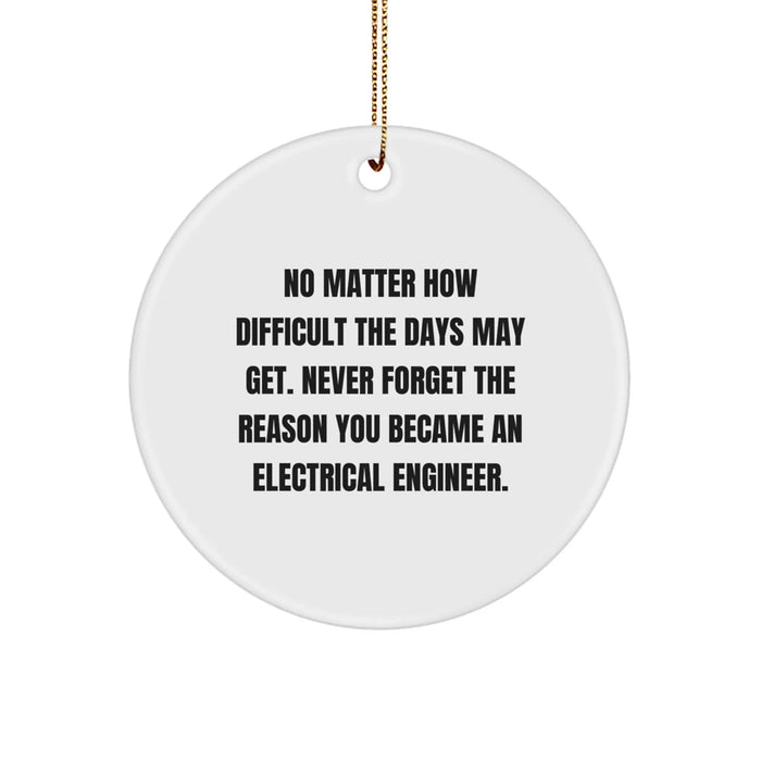 Electrical Engineer Gifts for Men, Funny Circle Ornament, 'No Matter How Difficult The Days May Get. Never Forget The Reason You Became An Electrical Engineer.' - Image 1