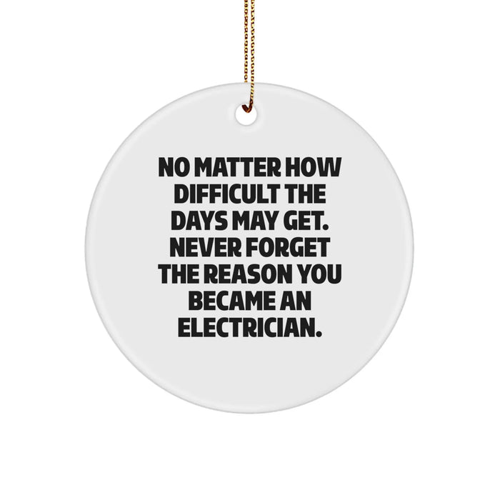 Funny Christmas Unique Gifts for Electrician, Electrician Circle Ornament, Inspirational Quote from Electrician, Gifts from Family to Electrician - Image 1