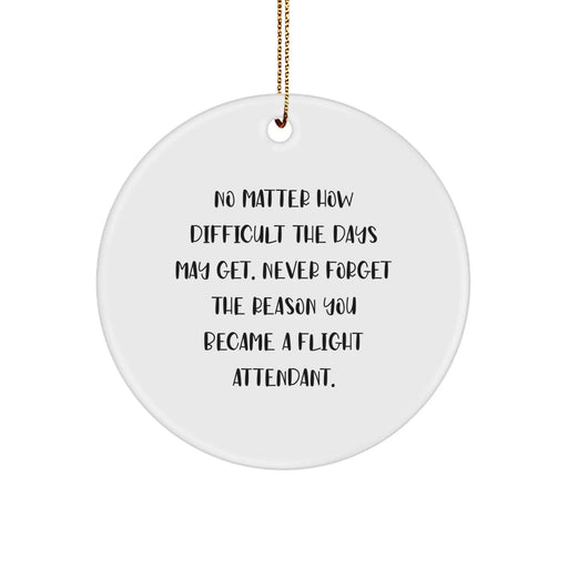 Flight Attendant Gifts from Friends - Inspirational 'Never Forget The Reason' Christmas Unique Circle Ornament for Men or Women - White Circle Shape - Image 1